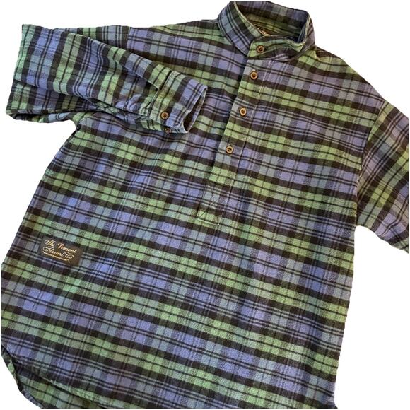 Vermont Flannel Co Unisex Black Watch Plaid Henley Oversized XS USA Made - Picture 1 of 14